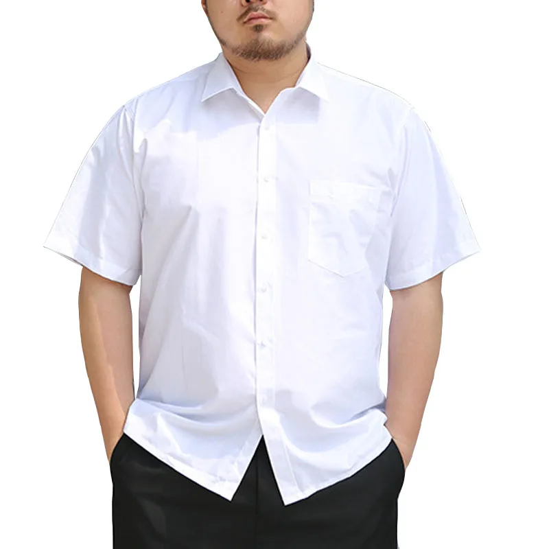 Белый Летняя мужская рубашка больших размеров 5XL 6XL 7XL 8XL 9XL 10XL бюст 164 см короткий рукав большой размер мужские рубашки - Цвет: Белый