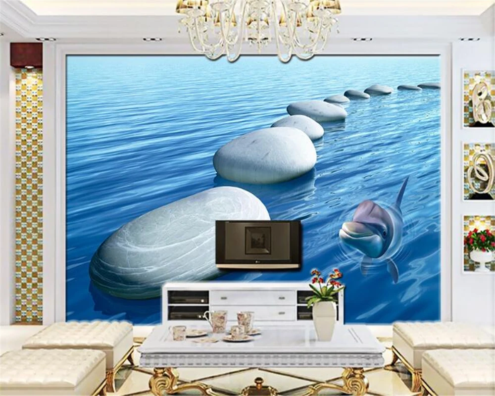 3D обои стерео камень океан ТВ фон декоративная живопись гостиная спальня для