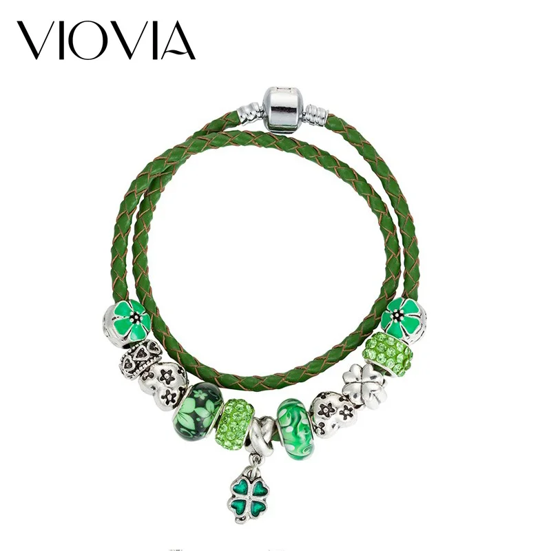 VIOVIA 2019 Россия Беларусь популярный Шарм Сердце подходит кожаный браслет и со