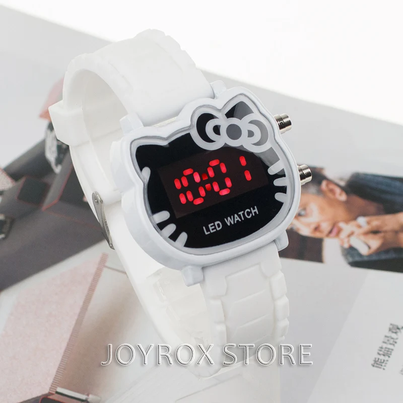 JOYROX,, детские часы hello kitty, светодиодный,, резиновый ремешок, детские часы, модные, для девочек, детские цифровые наручные часы, повседневные часы