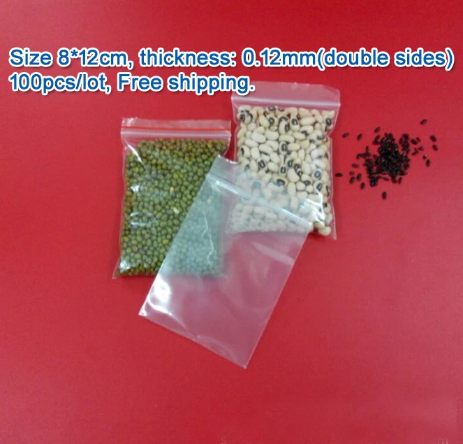 

100pcs/lot high quality Transparent PE Zip Lock jewelry Gift Packaging Bags, 8*12cm clear plastic bags for clothing storage
