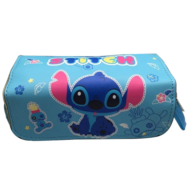 B Милые Мультяшные сумки-карандаши Lilo Stitch для детей, детские канцелярские товары, кожаный кошелек, большая вместительность для девушек, женщин, косметички, сумка - Цвет: B