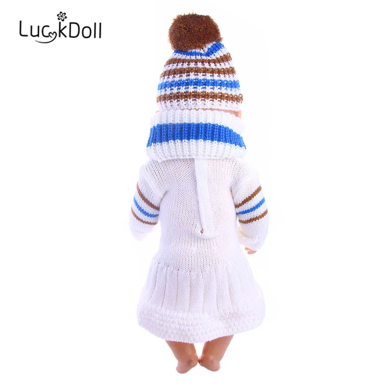 Вязаный шерстяной костюм LUCKDOLL + шарф 18 дюймов 43 см аксессуары для кукол детские