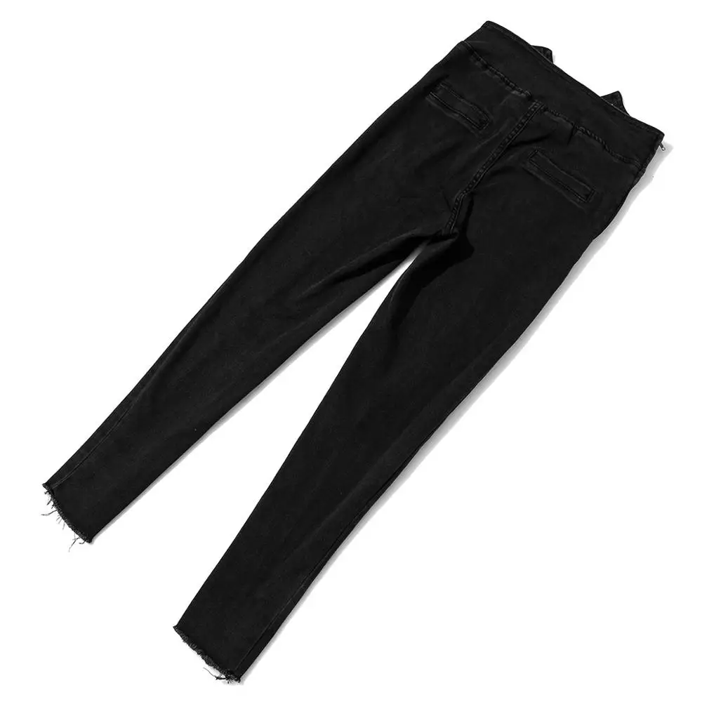 chic women's rivets Jeans Fashion high-waist pencil pants 2019 autumn ninth pants A433