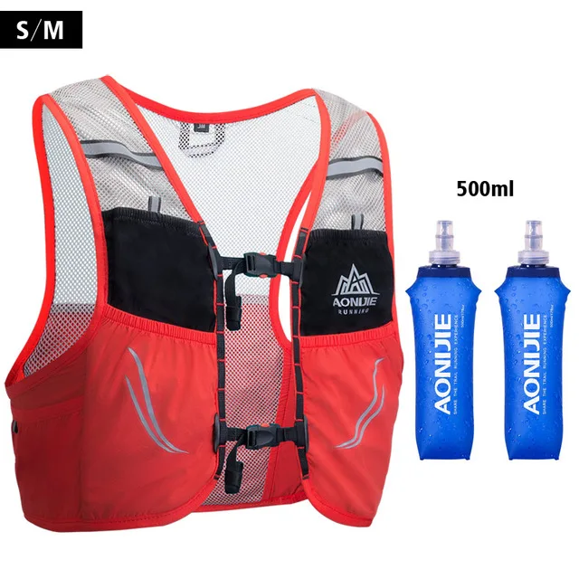 AONIJIE 2.5L легкие сумки для бега рюкзак для спорта на открытом воздухе Trail Racing Marathon походная сумка Гидратация жилет 500 мл мягкая колба - Цвет: Orange SM 500ML