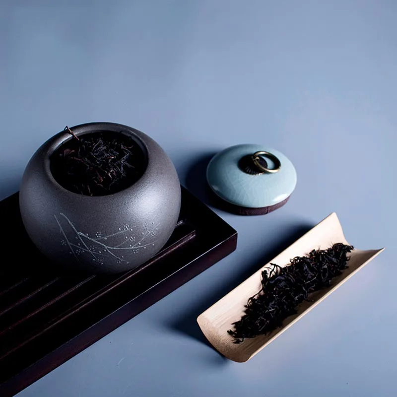 

Creative Tea Storage Jar Ceramic Pottery Teaware Accessories Coffee Beans Nut Tieguanyin Puer Tea Caddies Canister Decoration