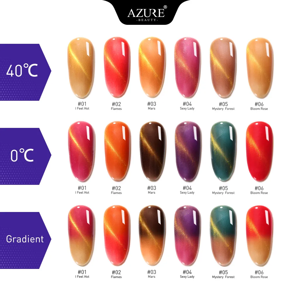 AZURE BEAUTY 3D кошачьи глаза УФ набор гель лаков для ногтей термальный Хамелеон Led лак