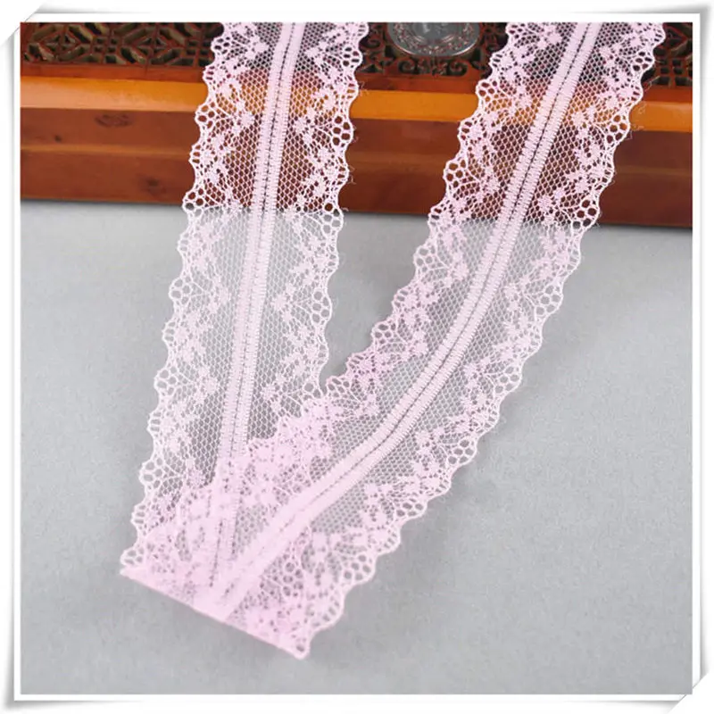 Light Pink 10yards african lace fabric White lace Ribbon3.8CM DIY french lace fabric embroidery net holiday decorations clothing lace Trims - Цвет: Light Pink