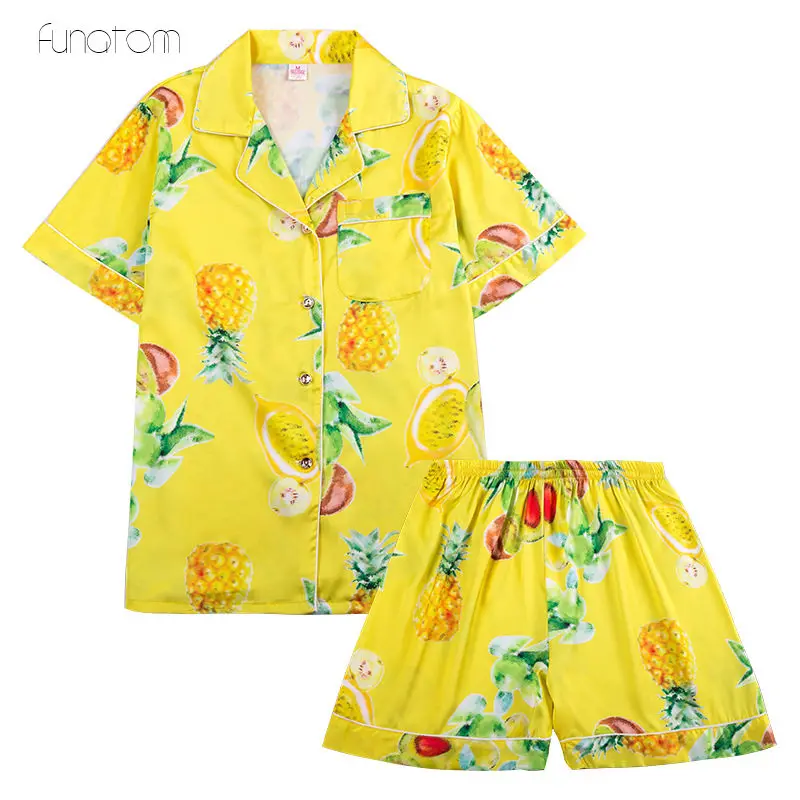 Funatom/брендовые пижамные комплекты для женщин с рисунком ананаса кружевная