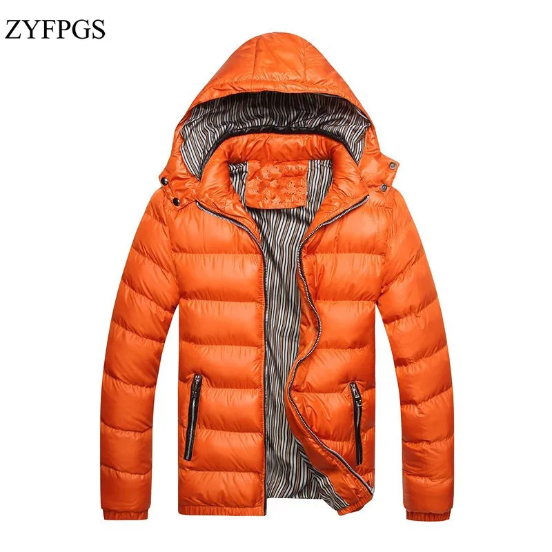ZYFPGS 2018 Solid Hooded Men's Casual Winter Jackets Coats Thick Parkas Thermal Slim Fit Brand Parka Clothes 923 | Мужская одежда