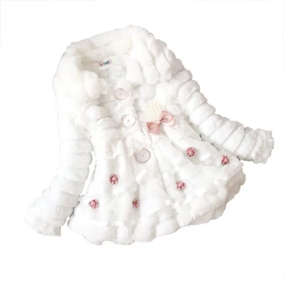 Новинка пальто на флисовой подкладке из искусственного меха для маленьких