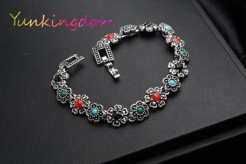 Yunkingdom винтажный браслет в этническом стиле из смолы серебристого цвета браслеты для женщин K1798