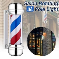 red white blue stripe rotating light stripes sign hair wall hanging led downlights 55cm barber shop pole rotating lighting