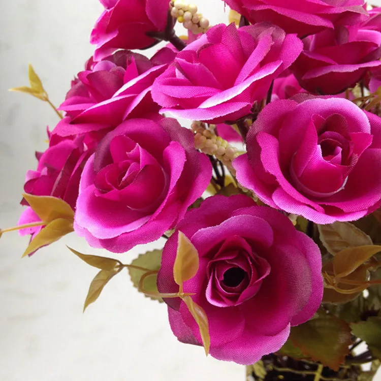 14 головок шелковые розы букет для вечеринок европейский стиль центральный