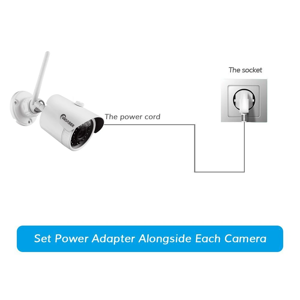 Woaser plug and play 4.0mp H.265 4ch Беспроводной NVR комплект P2P HD Открытый ИК 36leds Ночное Видение