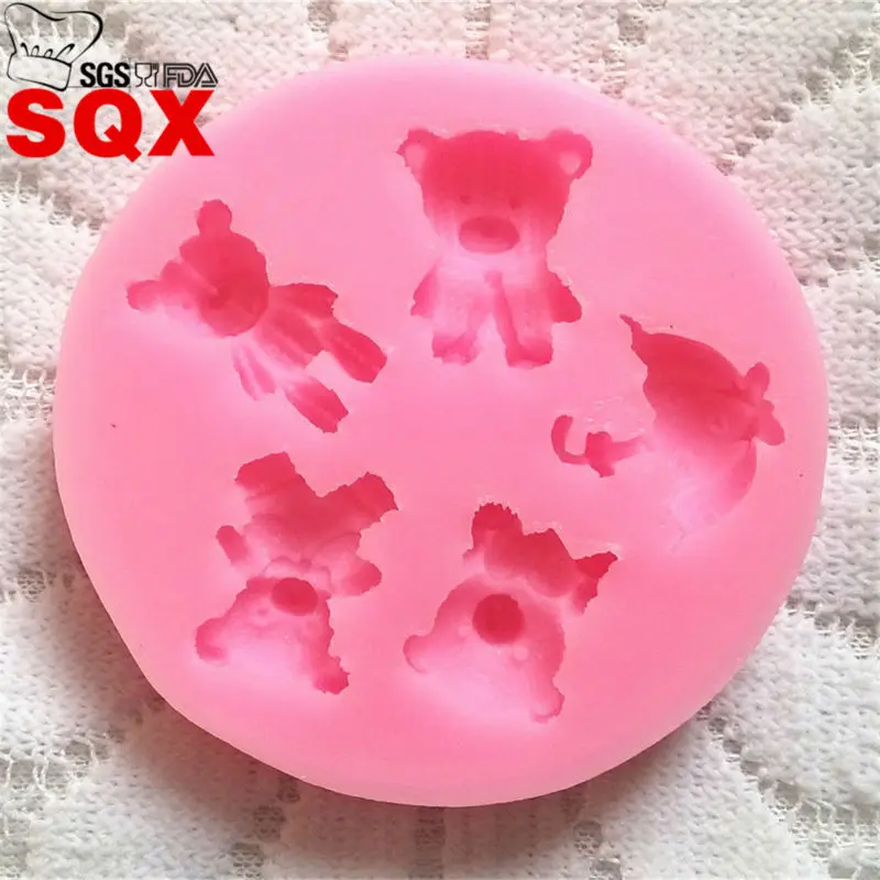 4 медведя/зонт от солнца 3D силиконовая форма модель для мыла торта SQ14137 | Дом и сад