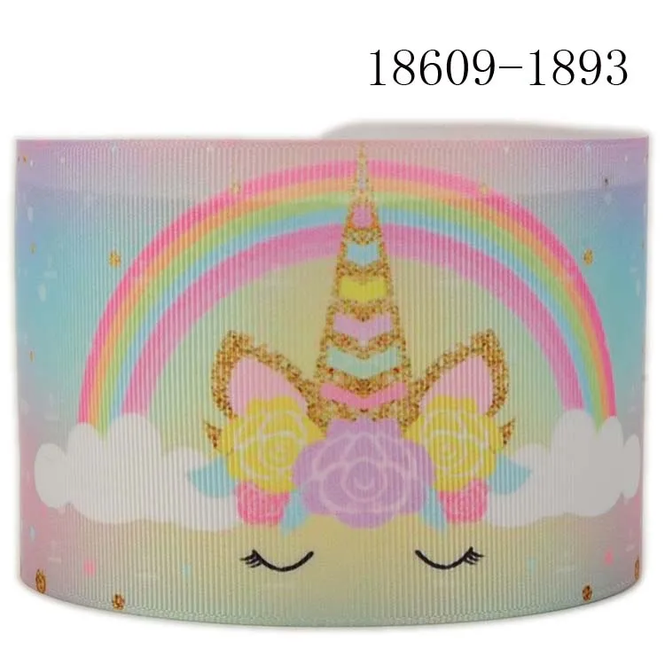 10 ярдов-разные размеры-лента с единорогом-Розовый Единорог-галстук/печатная