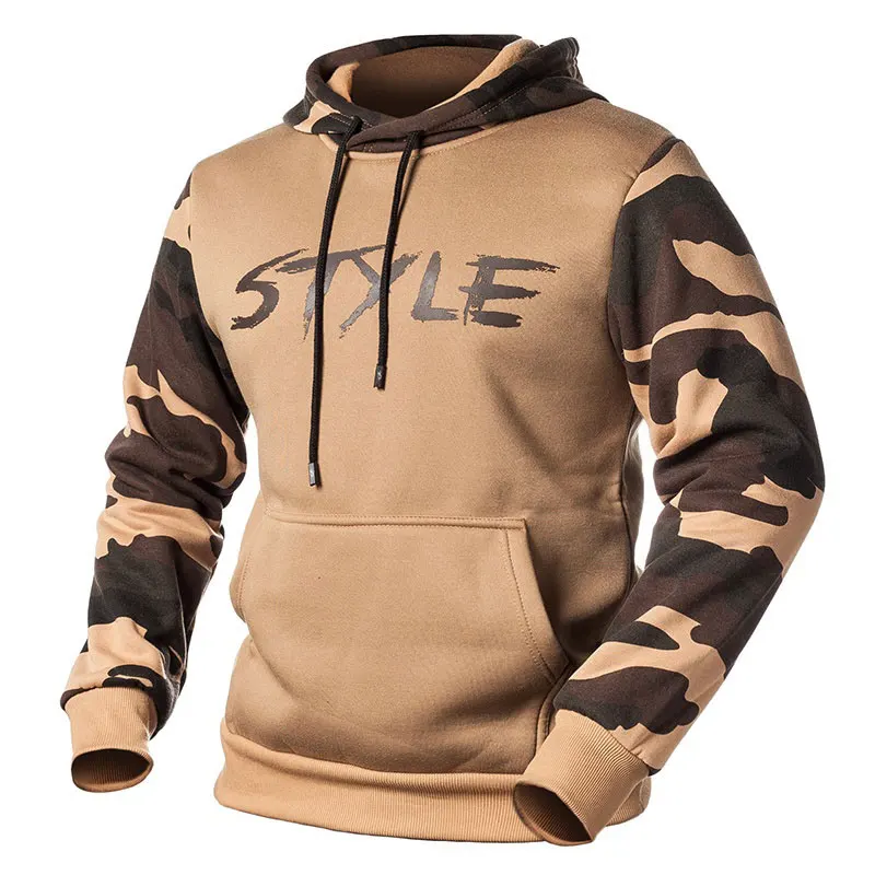 WY14-Khaki Камуфляжные толстовки мужские Новая модная толстовка мужская камуфляжная куртка с капюшоном Хип осень зима худи милитари мужская одежда размер США/Евро - Цвет: WY14-Khaki