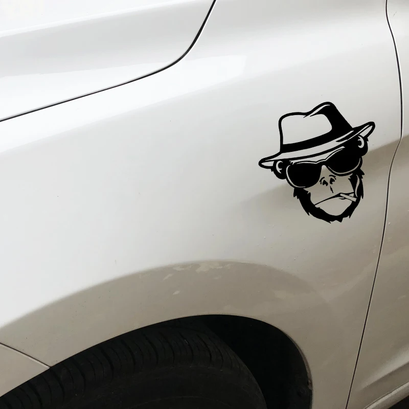 YJZT 16.3CM*16CM Monkeys Head Fashion Pattern Vinyl Decal Body Of Car Sticker Black/Silver C4-1864 | Автомобили и мотоциклы