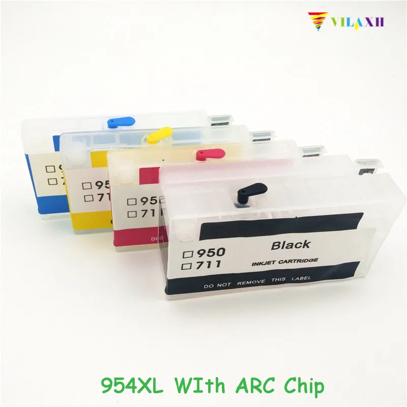vilaxh 954 Refillable Cartridge With ARC Chip Replacement For HP 954xl XL for Officejet Pro 7740 8210 8710 8720 8730 Printer | Компьютеры