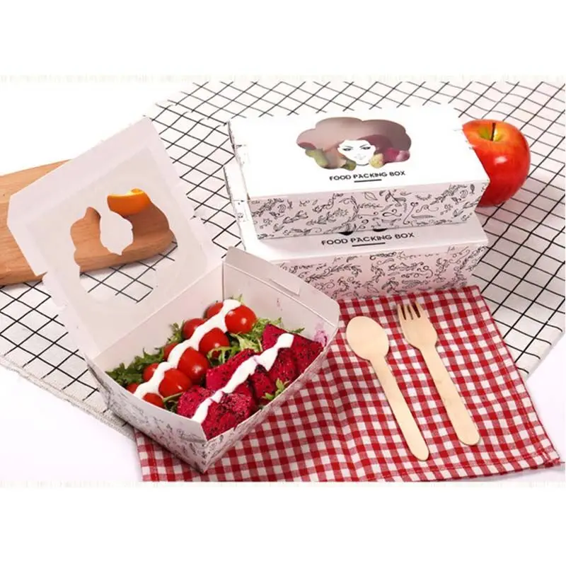 Одноразовый ланч салат коробка из водонепроницаемого картона 10 шт.|disposable lunch|salad