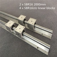 2set sbr16 2000mm support rail linear guide 4pcs sbr16uu linear blocks beairng for cnc linear rail