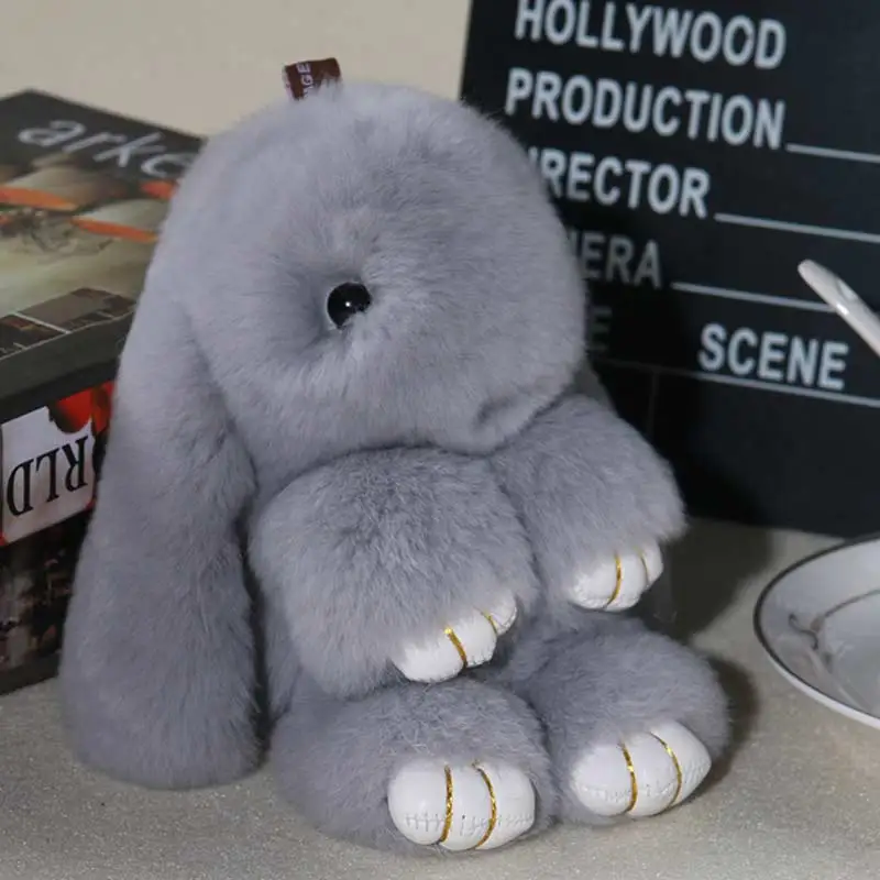 Брелок для ключей 18 см с кроликом зайчиком Кроликом натуральным мехом Рекс