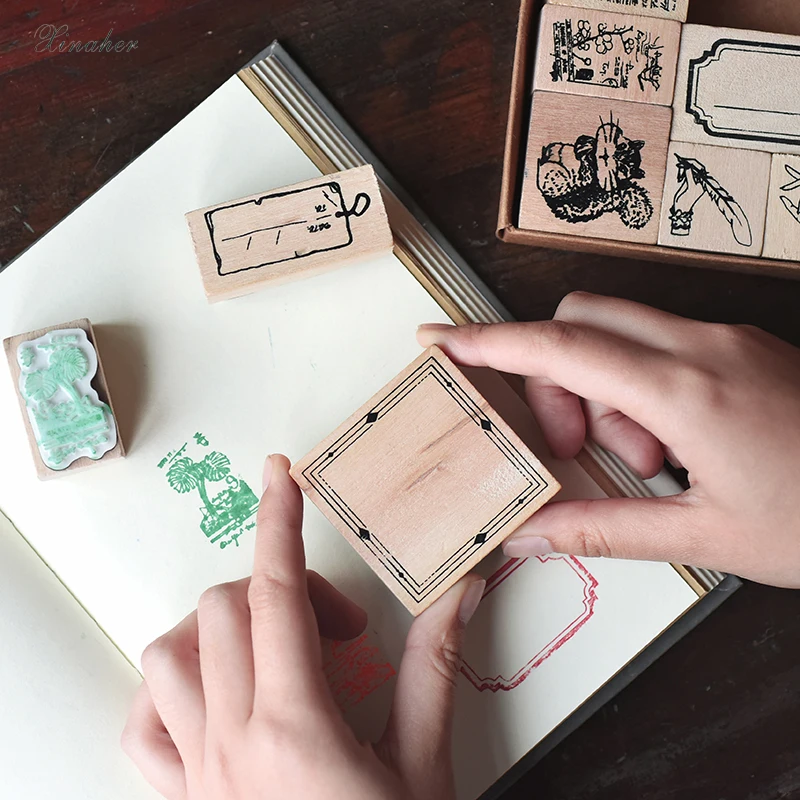 12 шт./компл. марочные жесты этикетка Весна штамп DIY деревянные и резиновые штампы