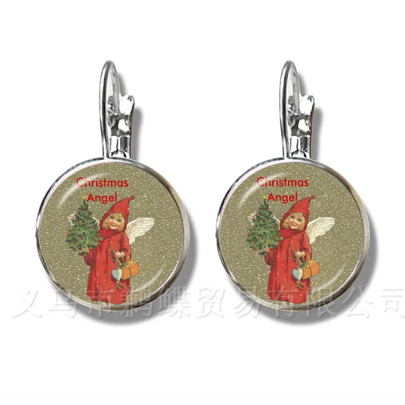 2018 новые рождественские серьги шпилька ангел милые Мультяшные посеребренные