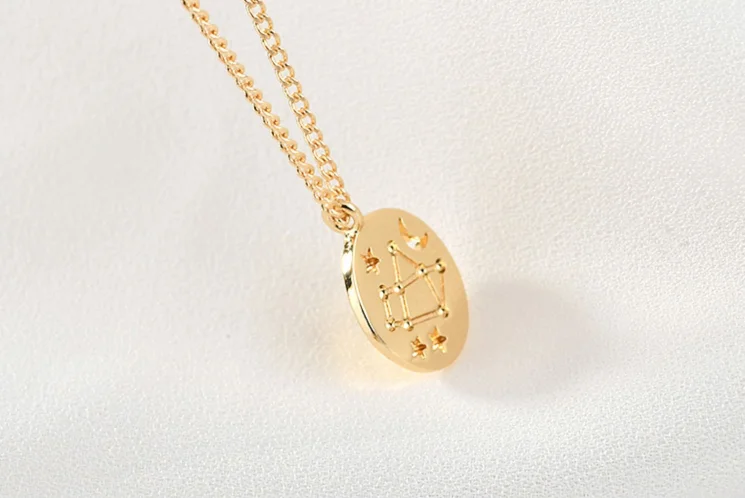 12 созвездий медное покрытие 18K подвеска из золотых монет diy серьги ожерелье материал аксессуары
