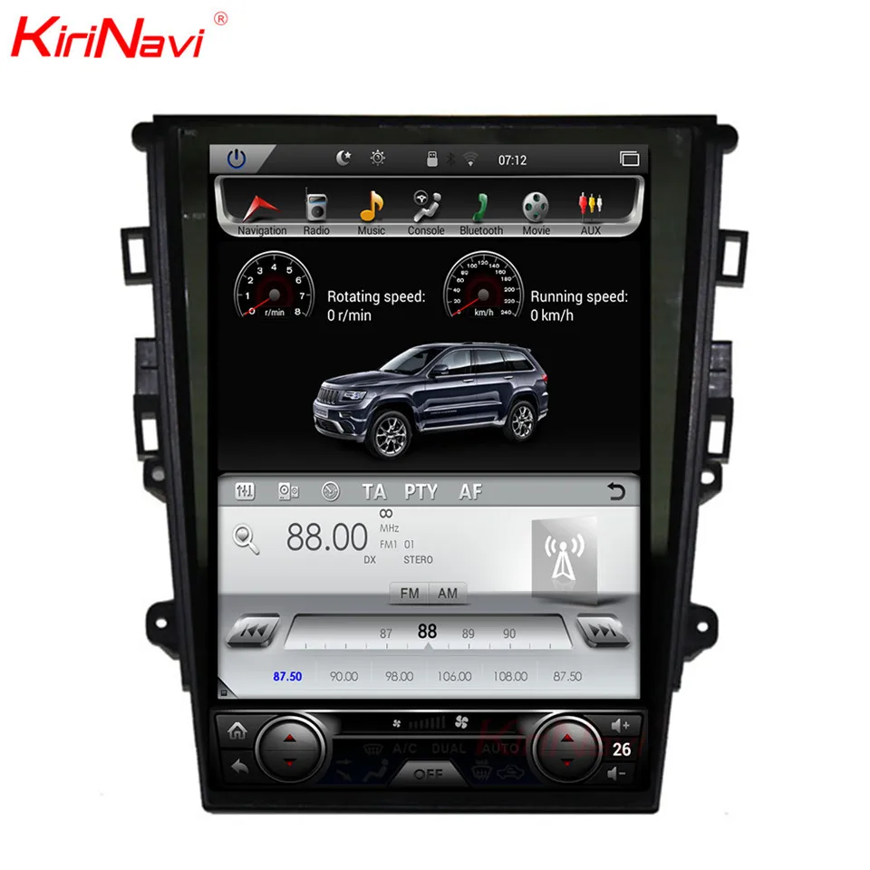 KiriNavi вертикальный экран Tesla стиль Android 7,1 12,1 дюймов Автомагнитола для Ford Fusion Mondeo Gps навигация Мультимедиа 2013