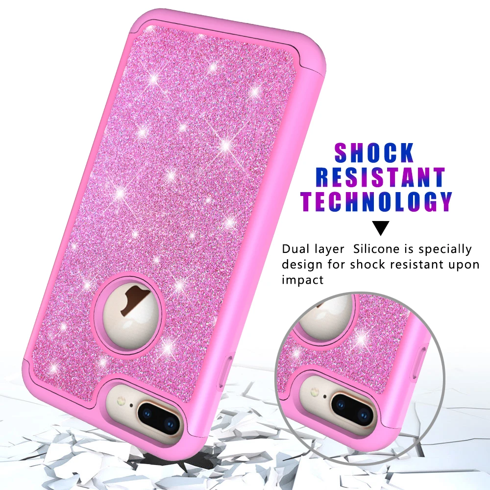 Сверкающие Гибридный Силиконовый Шикарный чехол для телефона Жесткий Мягкая ПК
