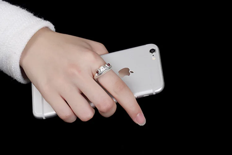KJJEAXCMY Boutique jewelry S990 серебряная монета ретро золотая Жаба Гранатовое красное кольцо