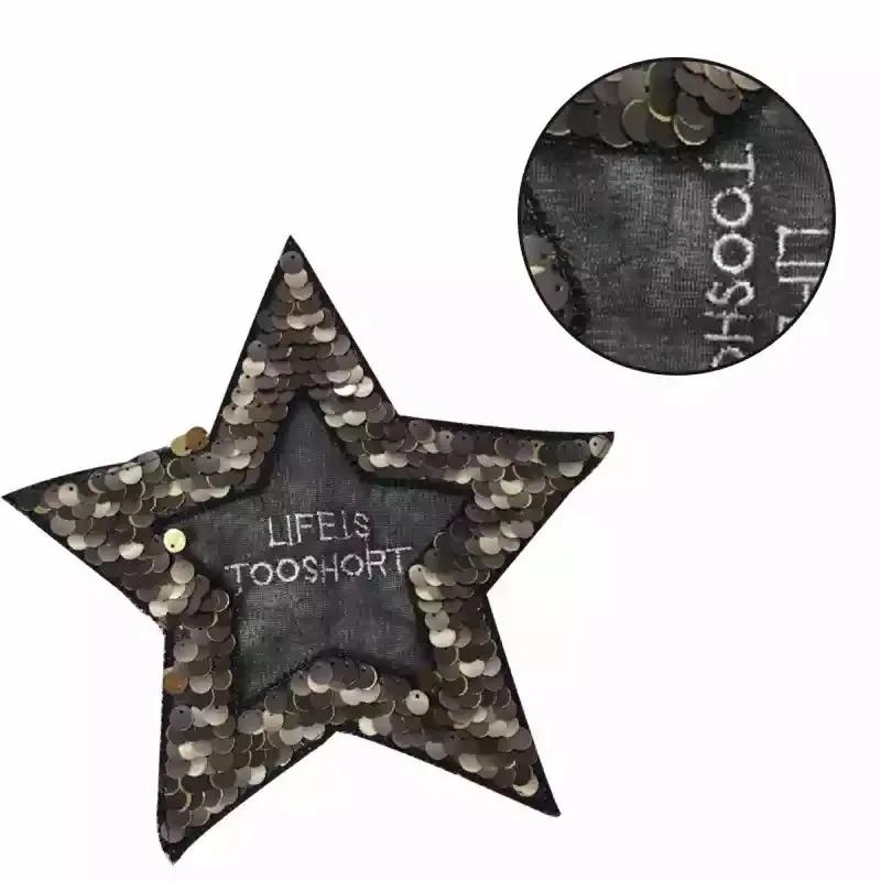 

2 шт. Жизнь слишком коротким рукавом Звезда нашивки с блестками для одежды пришить пайетками заплата вышивки "сделай сам" с плоской обратной ...