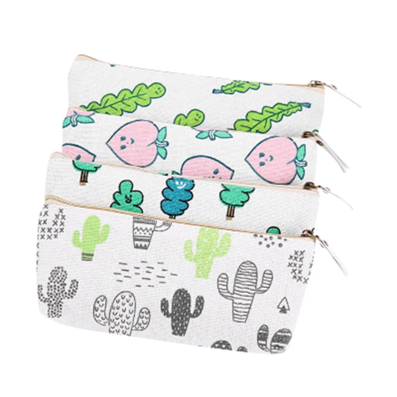 Персиковый кактус листья Портмоне на молнии маленький кошелек сумочка с