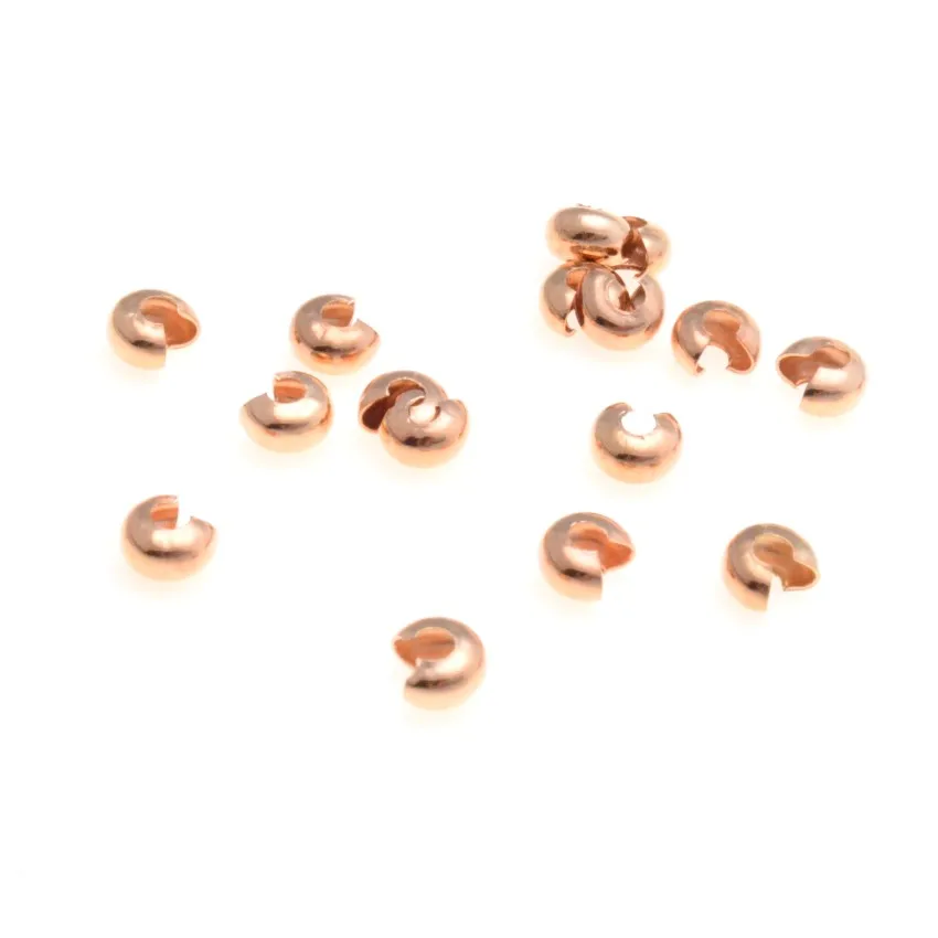rose gold Ювелирные изделия MIAOCHI Diy 3 мм 4 мм 5 мм золото/серебро/бронза/Серебро Тон Металлические обжимные концевые бусины для изготовления ювелирных изделий - Цвет: rose gold