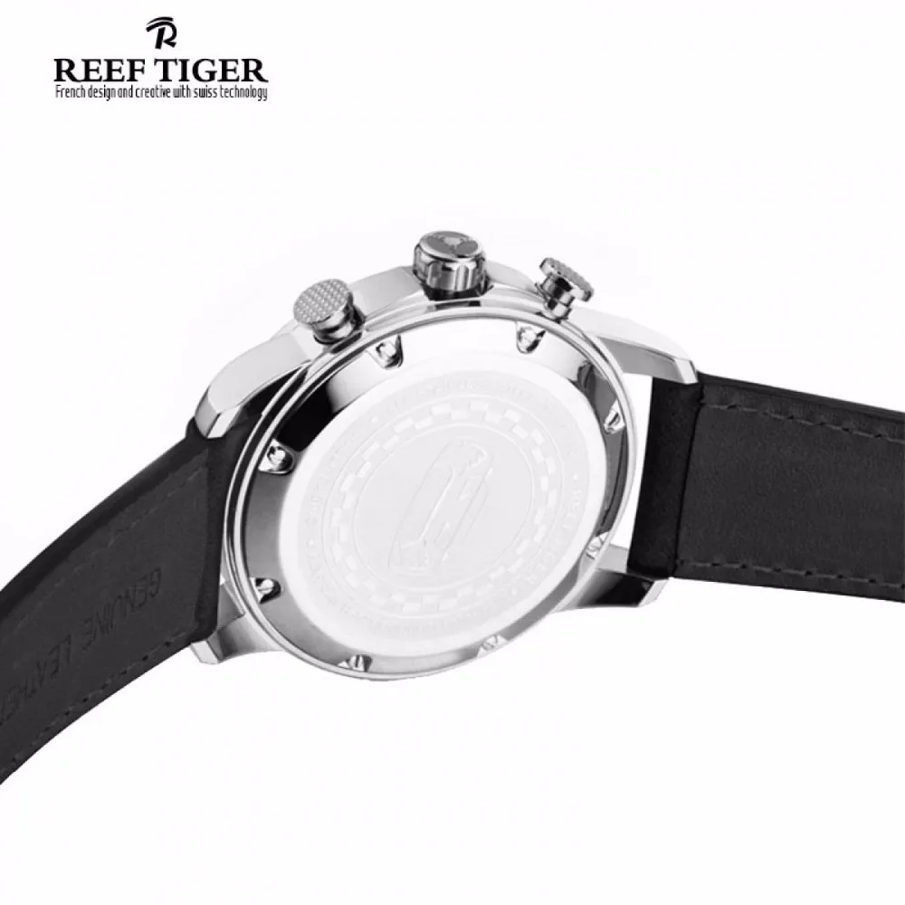 Мужские часы Reef /Tiger Кварцевые водонепроницаемые с кожаным ремешком светящимся
