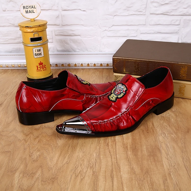 Высококачественные мужские свадебные туфли-оксфорды с острым металлическим
