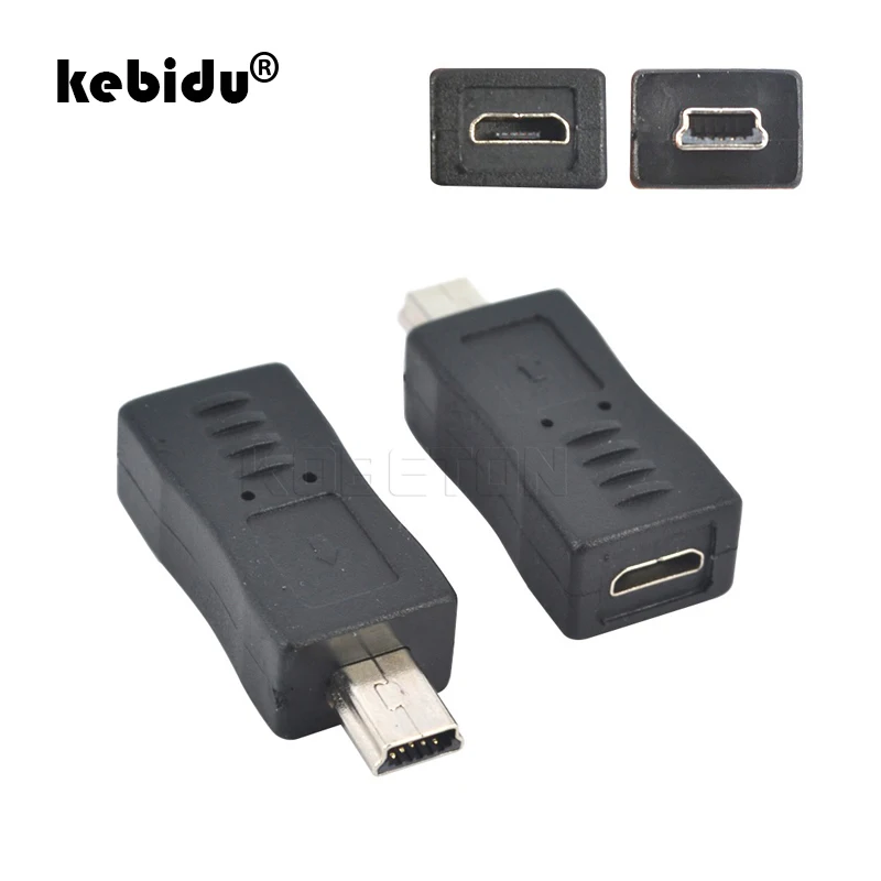 Kebidu 5 шт./лот Черный Micro USB женский мини USB Мужской адаптер конвертер адаптер для ПК телефон кабели