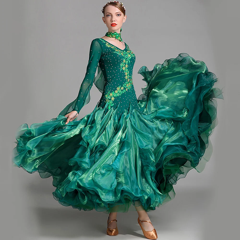 

2018 Luxury Ballroom Dance Dress Yellow Leopard Jazz/Waltz/Tango Dress Ballroom Standard Dance Rainbow Tutu For Adults DQ6038