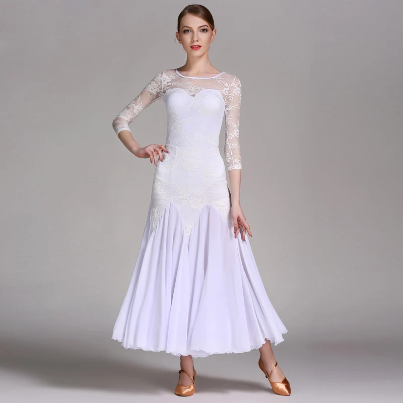 Бальные платья женские высокого качества 3 цвета кружева фламенко танцевальный