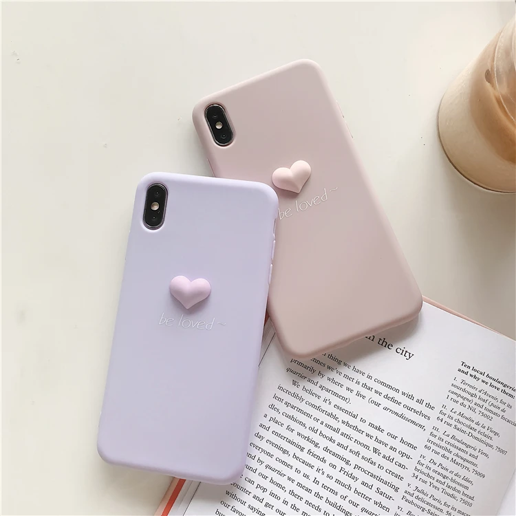 Милый карамельный цвет 3D Love Hearts чехол для телефона для iphone X XR XSMAX чехол Ретро Задняя накладка для iphone 6 7 8 Plus Мягкий ТПУ чехол