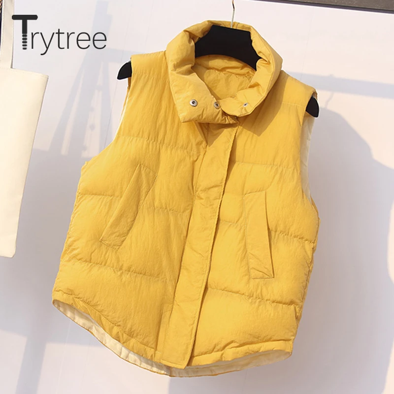 Trytree женские зимние куртки Твердые Жилеты Новая парка женский утолщение хлопок