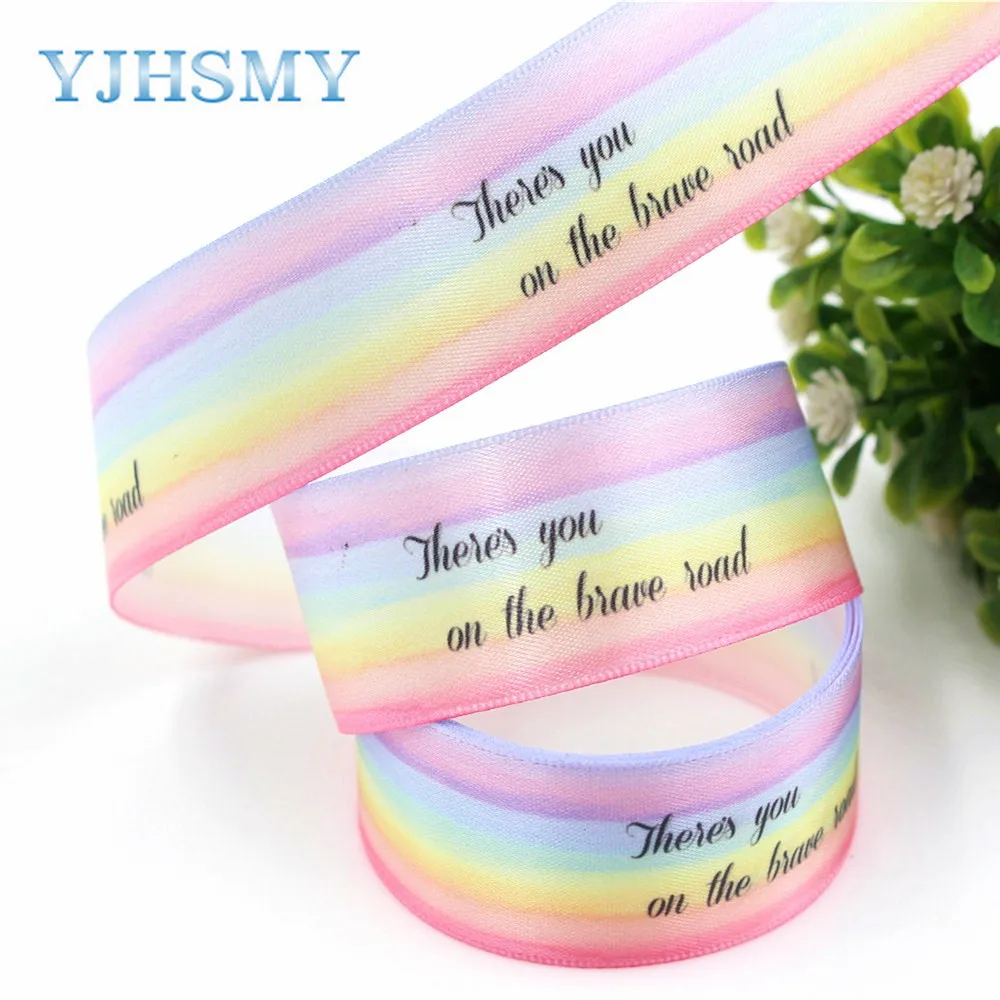 YJHSMY D 18319 1 25 мм 10 ярдов Мультфильм Цветок атласные ленты лента для шитья свадебные