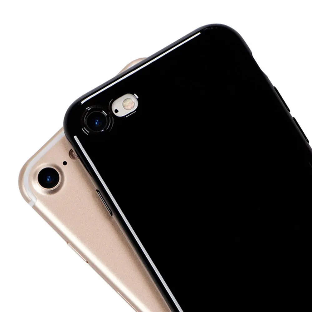 Чехол для iPhone 7 Jet Black Ударопрочный Мягкий глянцевый ТПУ силиконовый гелиевый