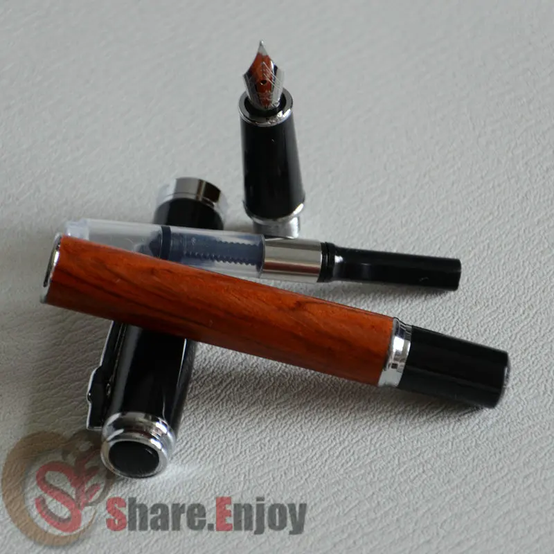 Перьевая ручка изящный наконечник JINHAO 8802 черный и серебристый 18KGP палисандр|jinhao