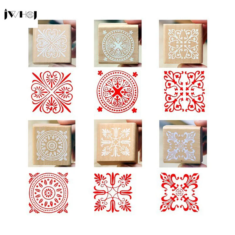 6 шт./компл. размер 3*3 см деревянное уплотнение всесезонный штамп детский альбом