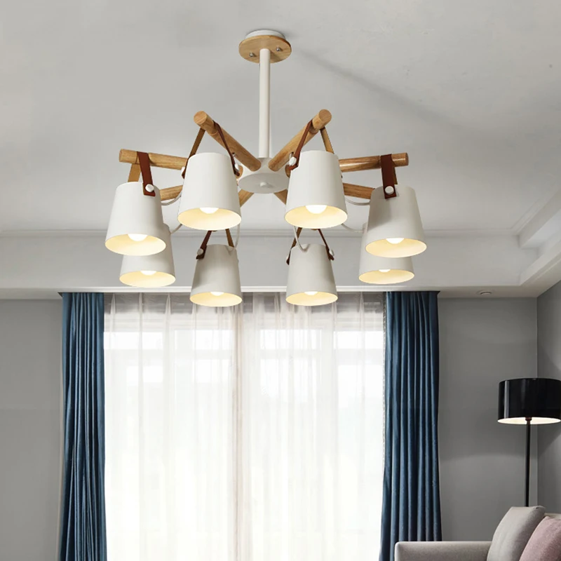 

Nordic wooden LED chandelier modern dining room living room bedroom ceiling lamp indoor ceiling lamp