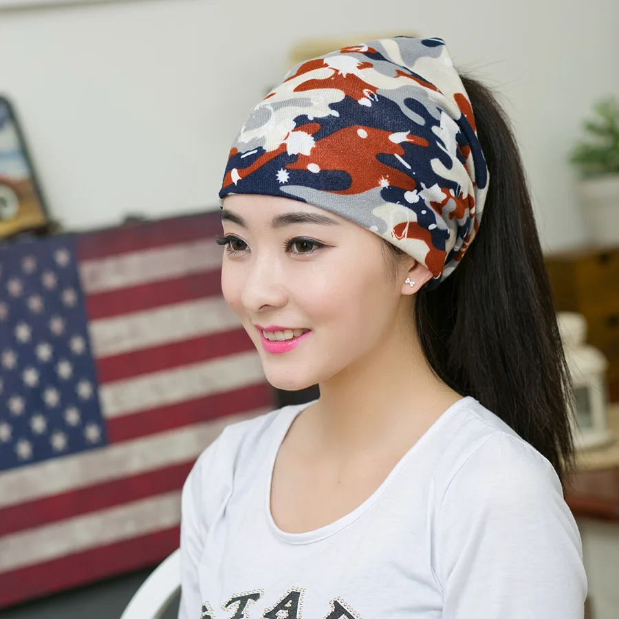 Новые модные камуфляжные шапочки шапка для женщин 3 способа ношения шарф Skullies