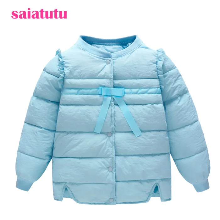 Небесно-голубая модная детская зимняя одежда для маленьких принцесс США верхняя